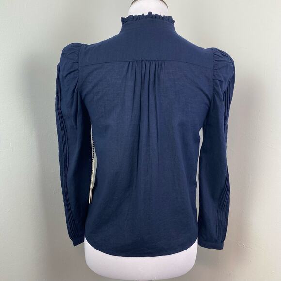 St. Roche Navy Embroidered Poppy Top Small - Picture 5 of 8